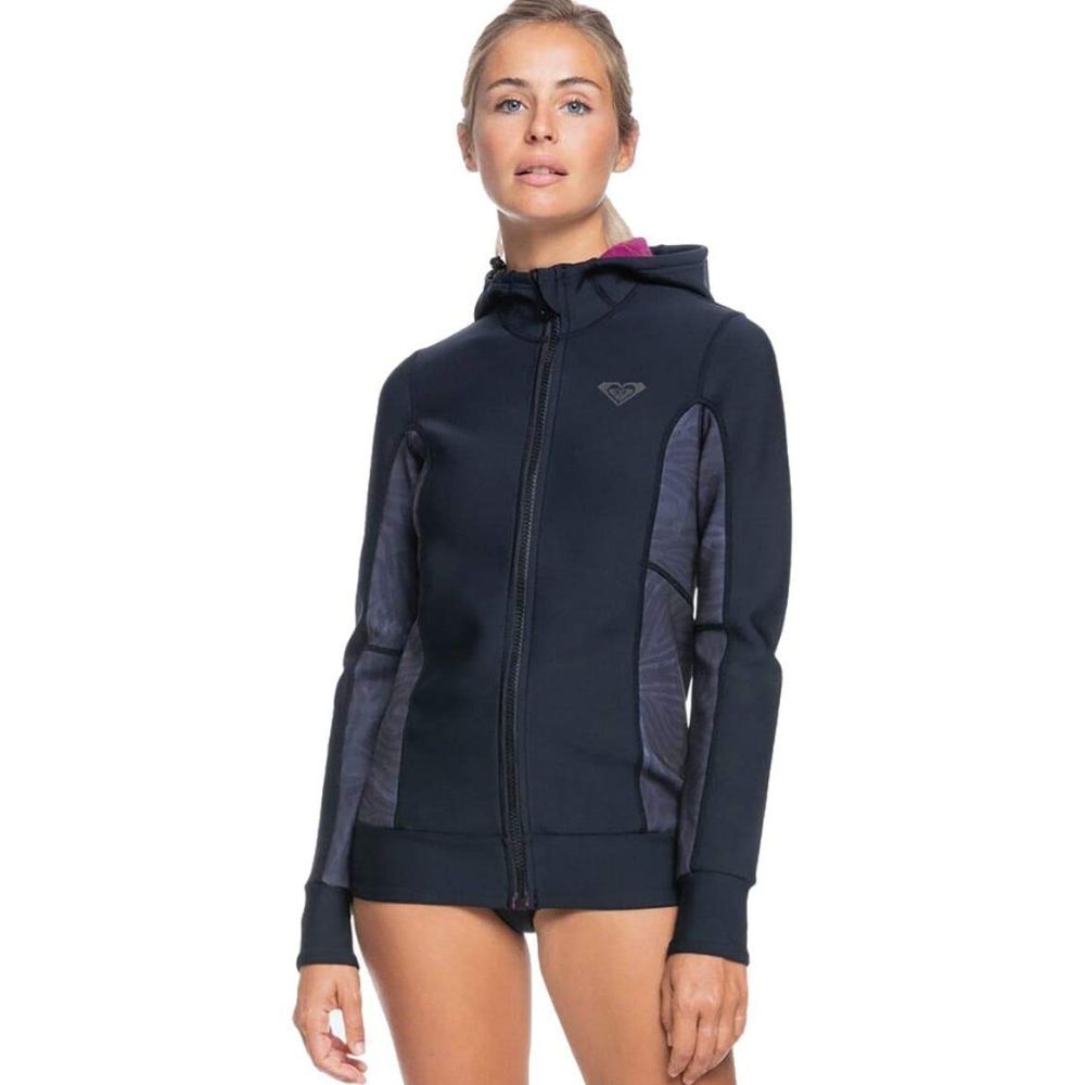 Roxy 1.0 Syncro Womens Paddle Boarding  Jacket Full Zip with Hood - Black/Purple SAVE 25%