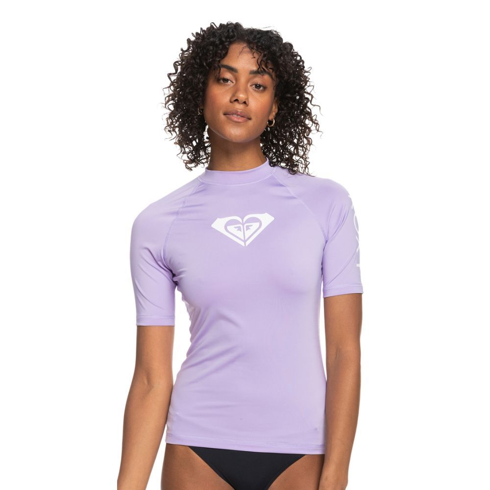 Roxy Whole Hearted Womens Short Sleeve UV Rash Vest - Purple Rose 