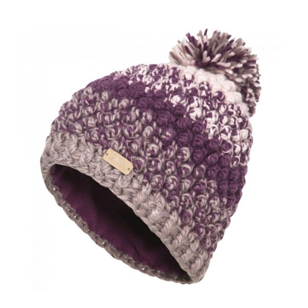 Trespass Alver Knitted Womens Bobble Hat, Purple
